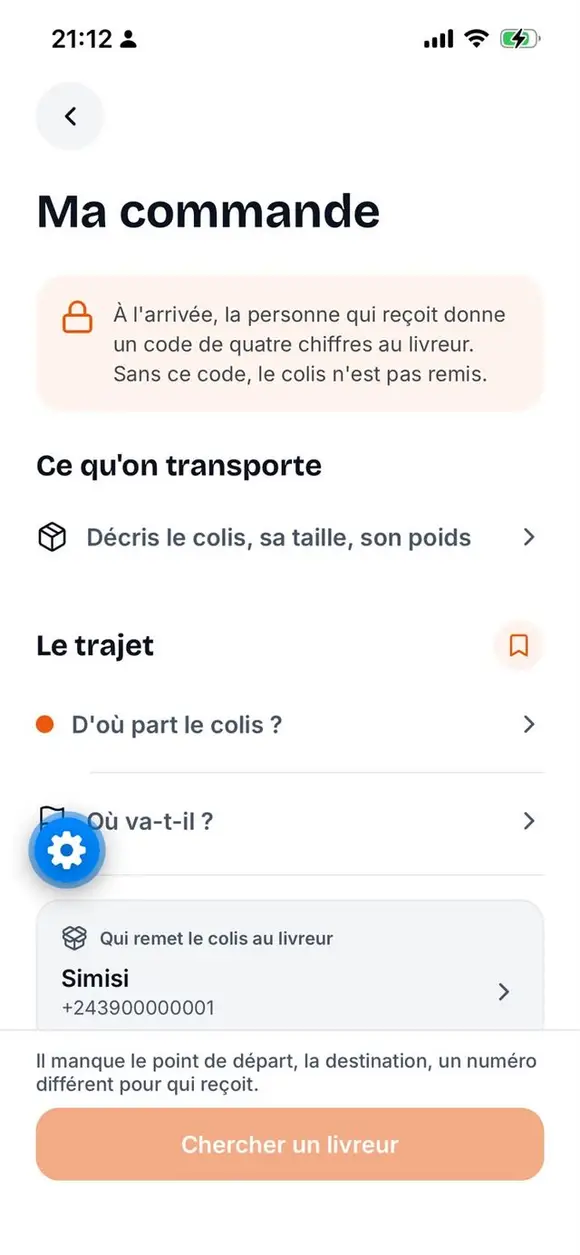 Le client fait sa demande